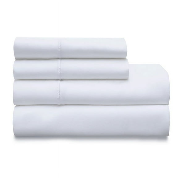KG Linens 100% Egyptian Cotton Sheet Set, 15" Deep Pockets, Sateen Weave, 4 Piece Queen Bedding, Snow White