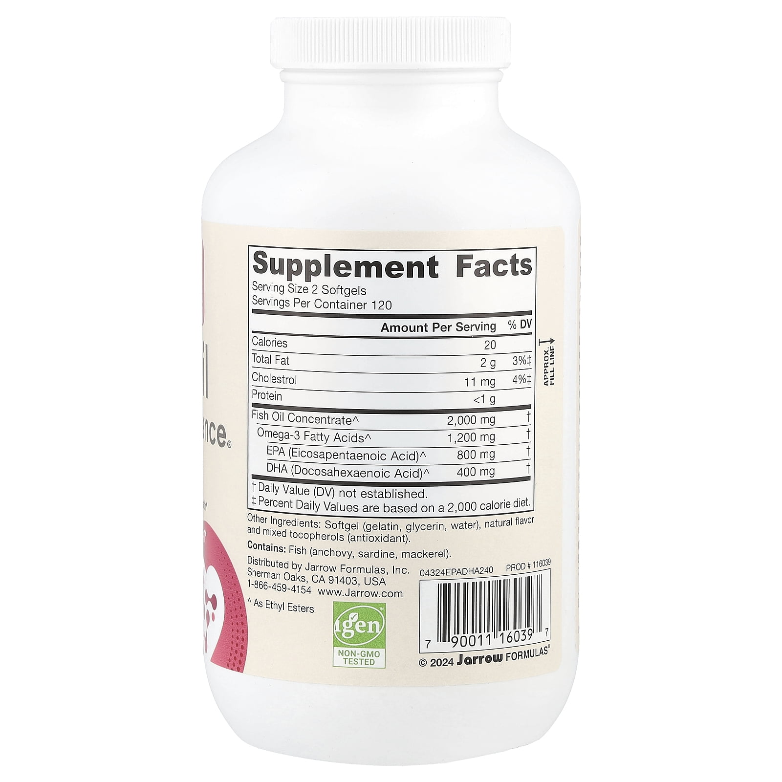 Jarrow Formulas EPA-DHA Balance Odorless, Supports Brain and Heart Health, 240 Softgels