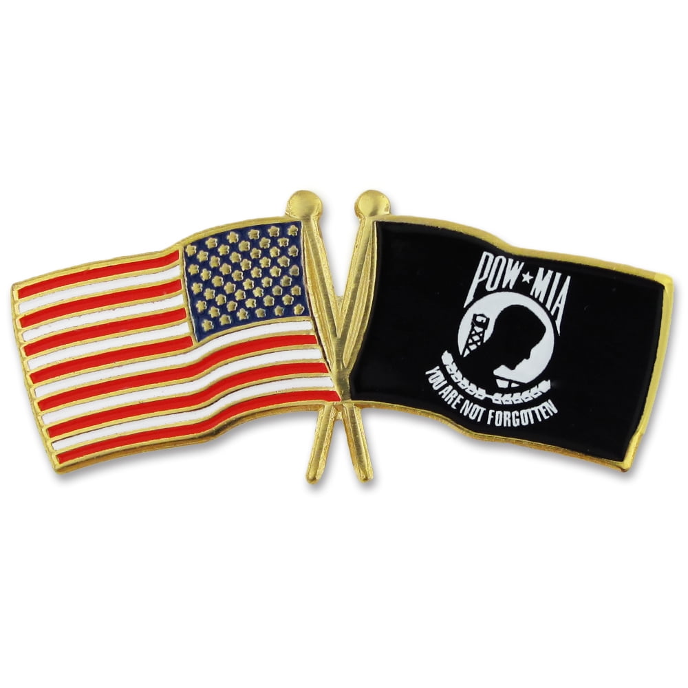 PinMart's USA and POW Crossed Flags Lapel Pin