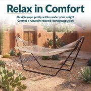 Sunnydaze 2-Person Cotton Rope Spreader Bar Hammock, 450 lb Capacity - Natural