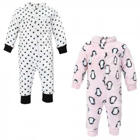 

Hudson Baby Toddler Girls Plush Jumpsuits Pink Penguin 3T