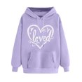 thumbnail image 2 of SOOMLON Valentines Day Hoodies Women Couple Valentines Gift Plus Size Casual Long Sleeve Round Neck Sweatshirts Tops Cute Heart Print Pullovers Shirts Trendy Valentines Clothes 2025 Purple 2XL, 2 of 5