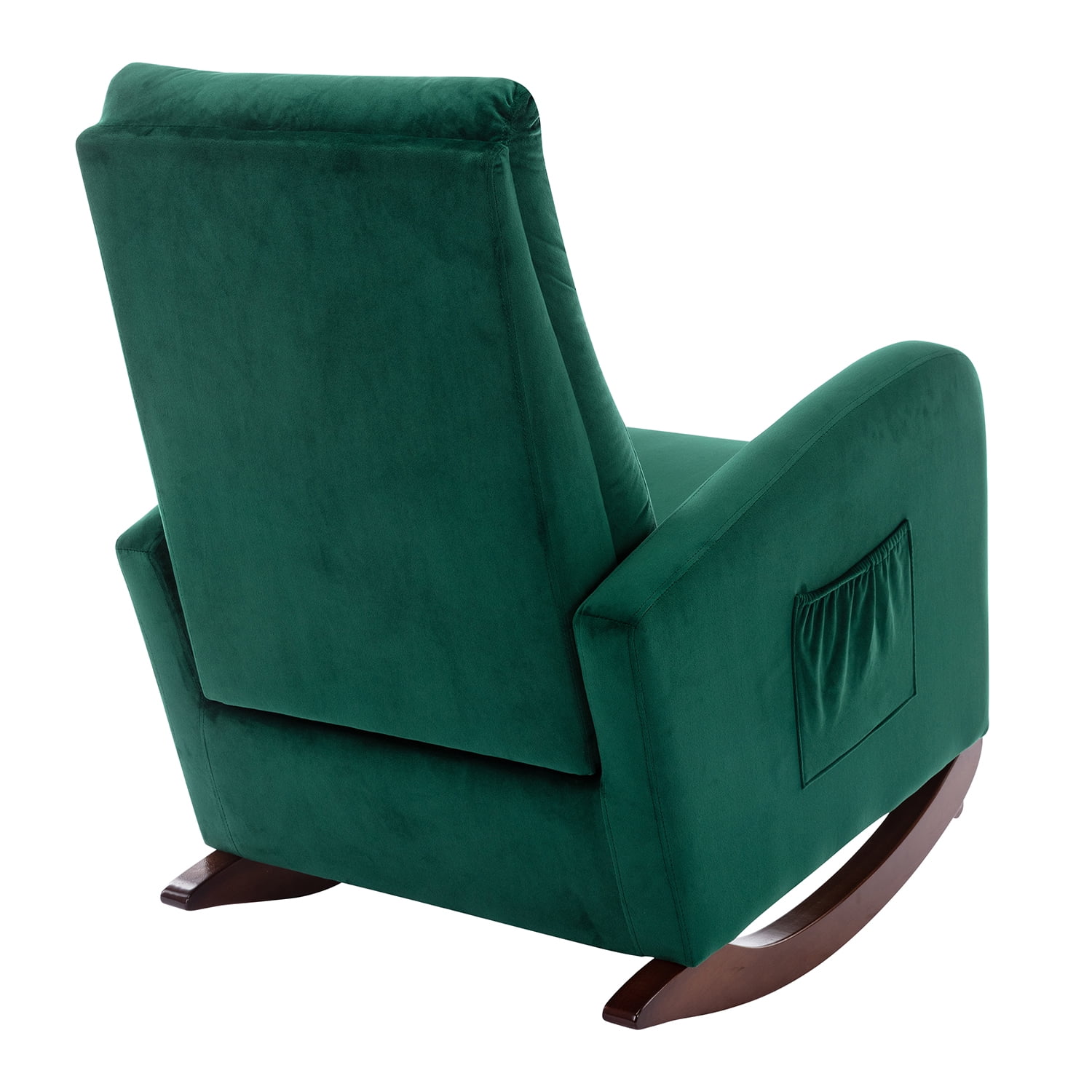 Kadyn High Back Rocking Chair, Modern High Back Armchair for Living Room, Velvet Rocking Chair with Side Pockets, Green Kadyn High Back Rocking Chair, Modern High Back Armchair for Living Room, Velvet Rocking Chair with Side Pockets, Green