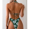 thumbnail image 6 of Bathing Suit for Women 2 Piece, 2 Piece Swimsuit for Women, Women's Bikini Swimsuits, Women's 2 Piece Swimsuit Floral Halter Triangle Bikini Sets Cheeky High Waisted Bathing Suit, Army Green L, 6 of 6