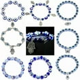 thumbnail image 6 of EOEMY Hand Of Fatima Turkey Eyes Blue Evil Eye Bracelet Handmade Women'S Resins Bead-7-Style 7, 6 of 9