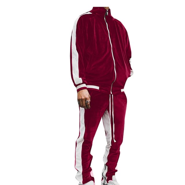 Velour Tracksuit Mens 2 Piece Set Velvet Zipper Jacket with Drawtsring Jogger Sweatpants Sweatsuits Outfits Casual 2023 Fall Fashion Lounge Set