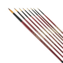 Creative Mark Ebony Splendor Long Handle Synthetic Sable Paint Brush, Round Set of 8, Teijin Multi-Filament Hair, Handcrafted Synthetic Paint Brushes for Acrylic Painting, Watercolor Painting & More