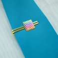 thumbnail image 2 of Rainbow Chevrons Zigzag Pattern Square Tie Bar Clip Clasp Tack- Silver or Gold, 2 of 4