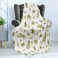 thumbnail image 4 of Leaf Soft Flannel Fleece Blanket, Mediterranean Watercolor Branches and Leaves of Olives with Nature Art Print, Cozy Plush for Indoor and Outdoor Use, 60" x 80", Green Yellow Olive, by Ambesonne, 4 of 5