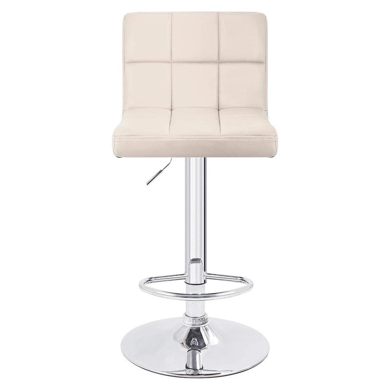 Lacoo Set of 2 Bar Stools Adjustable Swivel Armless Barstools with PU Leather, Beige