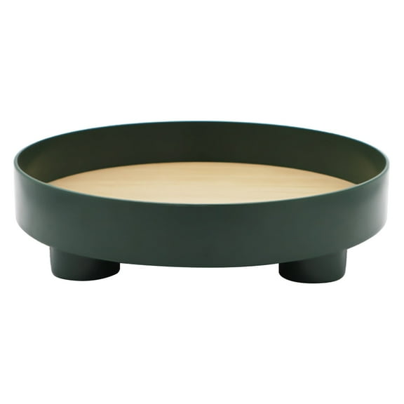 1 Pcs 12" Round Decorative Serving Tray, Coffee Table Tray, Home Decor Round Tray for Trinket Jewelry Perfume Key, Ottoman Tray Nightstand Organizer