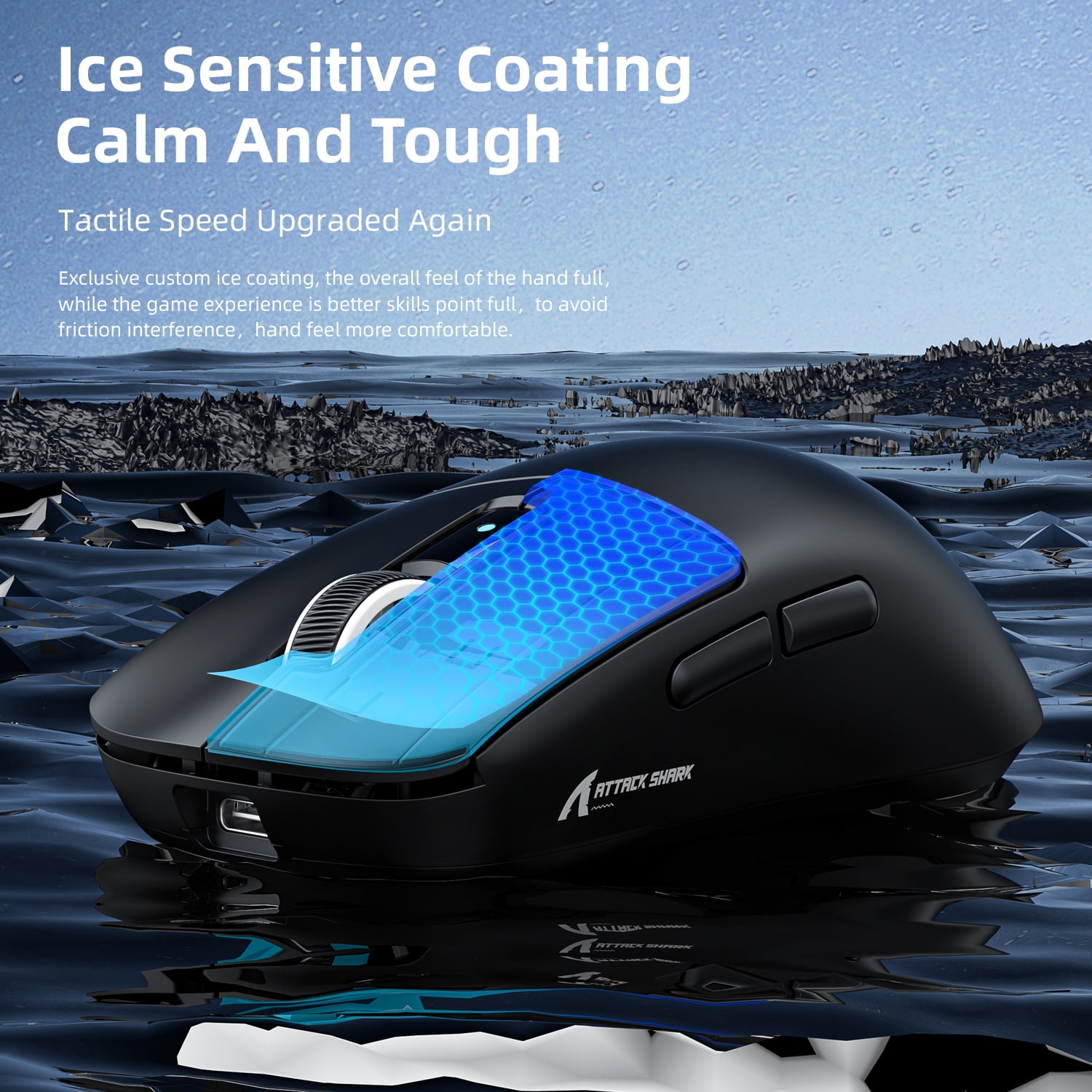 ATTACK SHARK R6 Ultralight 39g Wireless 8K PAW3950MAX Gaming Mouse, Nordic 52840 Chip, DPI up to 42000, 8000Hz Polling Rate, Ice-feeling Coating