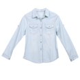 thumbnail image 3 of Spring Women Blue Jean Blouses Soft Denim Long Sleeves Shirt Slim Tops, 3 of 5