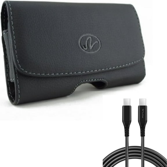 Case Belt Clip w 6ft Long USB-C Cable for Samsung Galaxy S20 Fan Edition - Leather Swivel Holster Loops, PD Fast Charger Cord Power Wire [Type-C to Type-C] fits Galaxy S20 FE (Fan Edition)