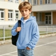 thumbnail image 3 of KyCheLot Boys Hoodie Quarter Zip Long Sleeve Textured Sweatshirt Fashion School day Activewear for Boys Age 3-14, 3 of 9
