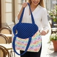 thumbnail image 3 of Pzuqiu Gradient Flowers Large Capacity Quilted Tote Bags for Women, Reversible Blue Shoulder Hobo Bags, Lightweight Laptop Handbags for Work Shopping Travel College Everyday Use, 3 of 7
