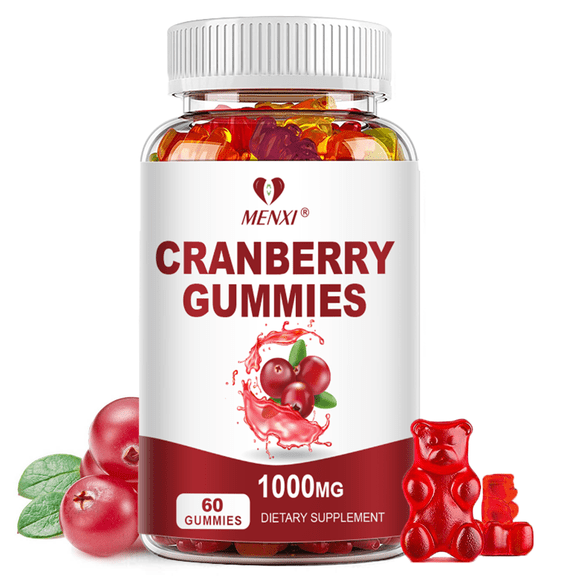 MENXI Cranberry Gummies 1000mg, Urinary Tract Health & Antioxidant Support, Immune Support, 60 Count