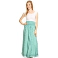 thumbnail image 5 of Sakkas Monola Long Tall Lace Embroidered Paneled Adjustable Waist Flare Skirt - Jade - Medium, 5 of 5