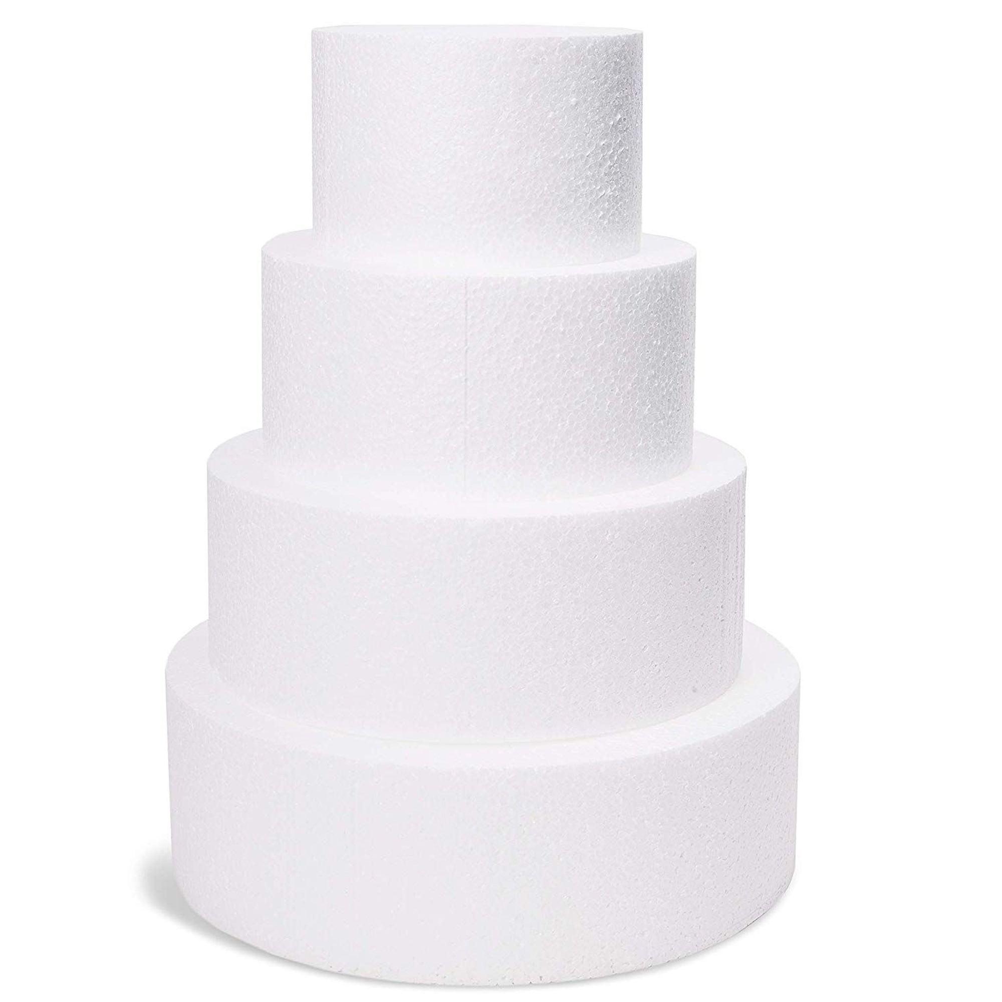 Set of 4 Round Cake Dummy, Polystyrene Craft Foam Circle for Wedding