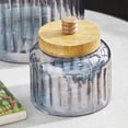 thumbnail image 6 of DecMode 8", 6", 5"H Gray Glass Decorative Jars with Wood Lids, 3-Pieces, 6 of 11