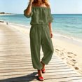 thumbnail image 6 of Jerdar Womens 2 Piece Outfits Off Shoulder Tops Wide Leg Pants Drawstring Waist Side Pockets Vacation Travel Casual Lounge Streetwear XXL, 6 of 8