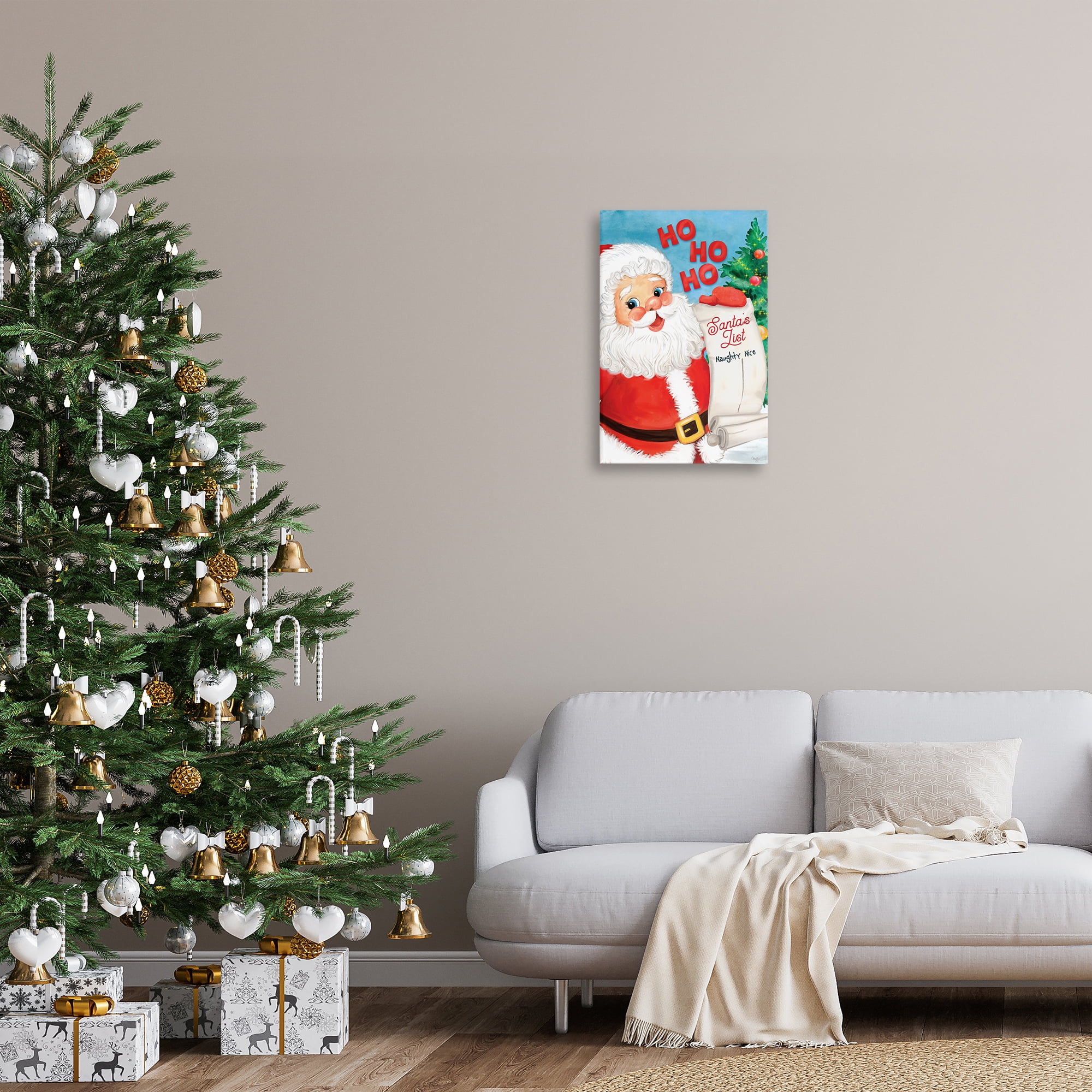 Stupell Industries Santa's Naughty Nice List Holiday Painting Gallery Wrapped Canvas Art Print Wall Art, 16 x 24