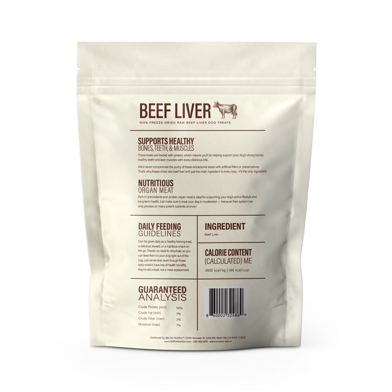 360 Pet Nutrition Freeze Dried Beef Liver Dog Treats, 4 oz photo 2
