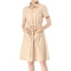 thumbnail image 1 of Vestido camisero de algodón con cuello abotonado y vestidos tipo safari para mujerBeige L, 1 of 6
