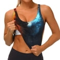 thumbnail image 3 of KLL Red And Blue Fire Cat for Workout Tank Tops for Women,U Back Fitness Top Built in Shelf Bras Padded Fit for Yoga Gym-XX-Large, 3 of 8