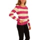 thumbnail image 2 of Ecko Unltd. Suéter de punto de cable con rayas y cuello abierto para mujer, rosa, pequeño, 2 of 3