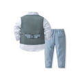 thumbnail image 2 of Rswnyirn Baby Boys 4Piece Formal Suit Cute Dressy Gentlemen Outfits Bow Tie Shirt Tuxedo Vest Pants Light Blue 110, 2 of 6
