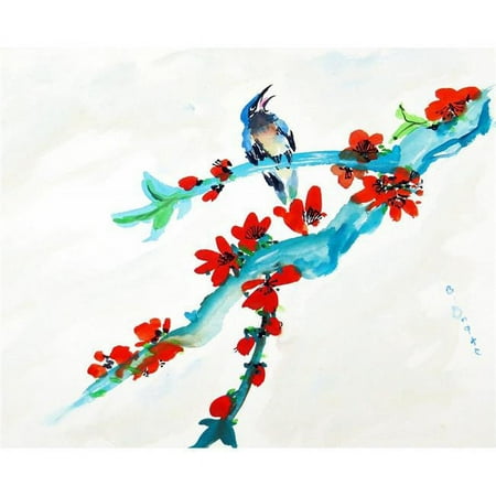 

24 x 30 in. Red Buds & Birds Outdoor Wall Hanging