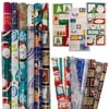 Gifts Plus (12 Rolls) Christmas Wrapping Paper + 100 Small Holiday Gift Tags Stickers, Premium Quality Gift Wrap Paper, Gift Wrapping Paper Kit With Reversible Sheets, Variety Bulk Set, Wholesale