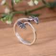 thumbnail image 4 of LD DESIGNS 925 Sterling Silver Leaf Ring, Silver Ring Women, Adjustable Ring, Open Ring, 4 of 5