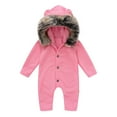 thumbnail image 1 of Body De Bebé Canastilla Onesies Para Niño Pequeño Niña Color Sólido De Manga Larga Con Capucha Cuello De Felpa Mono Mameluco Rosa Odeerbi  LM103-9970, 1 of 8