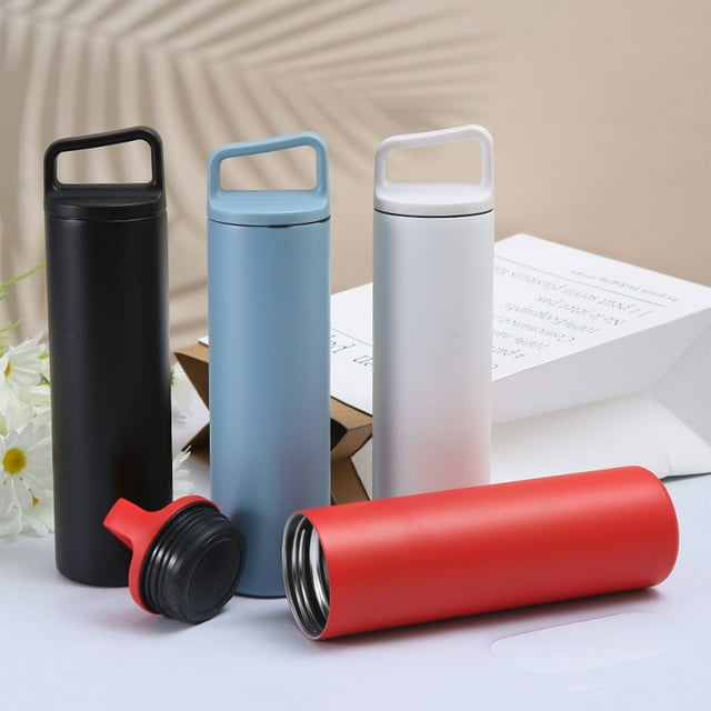 Viflosae Liquidation Grand Goulot Acier Inoxydable Isolation sous Vide Grande Capacité Bouilloire de Sport Portable pour l'Extérieur 600 ml pour Intérieur/extérieur