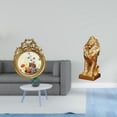 thumbnail image 2 of Marco de fotos redondo,Pequeño cuadro dorado vintage para la pared,Marco de fotos redondo decorativo de resina con ornamentos,Figura de león,Estatua de león en, 2 of 8