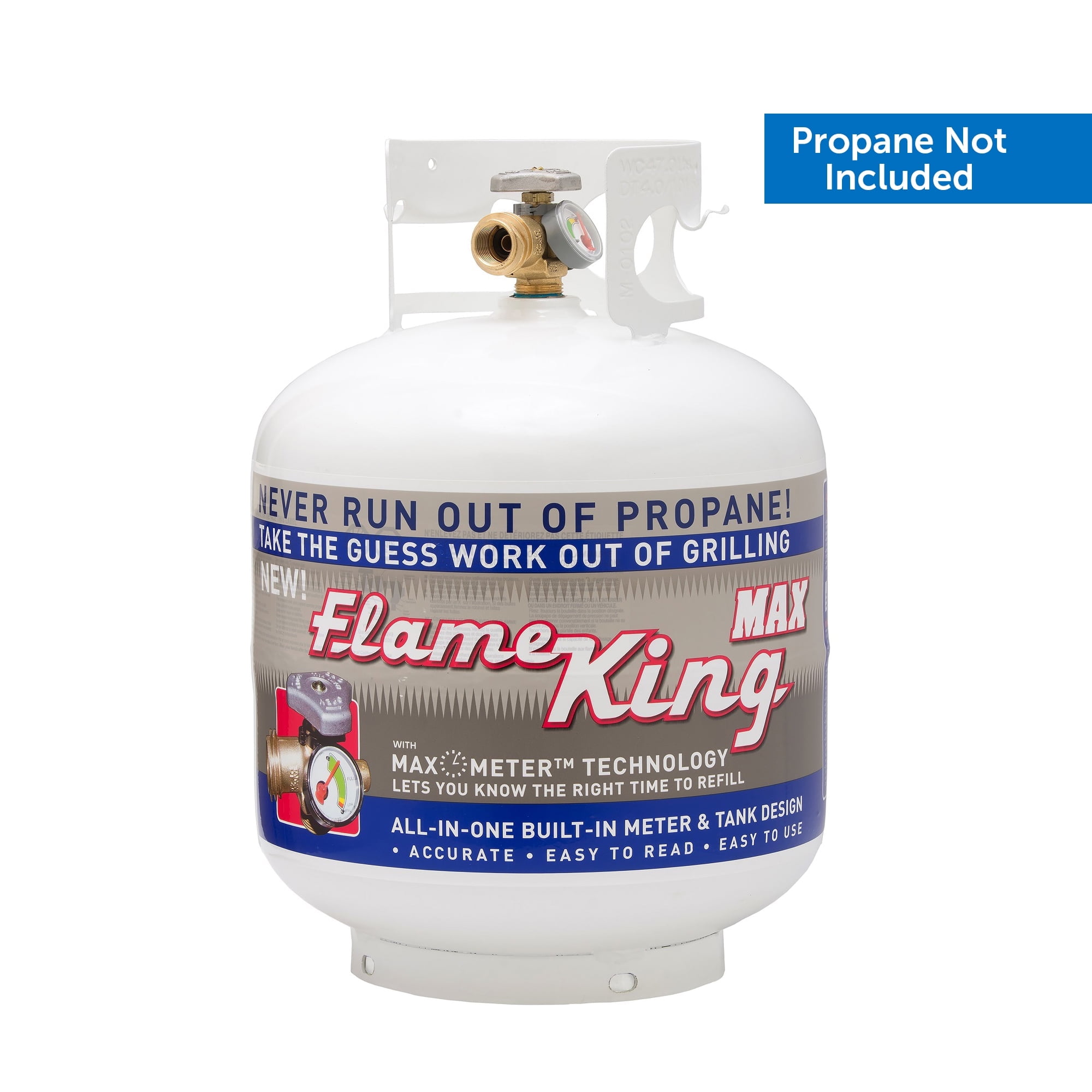 Flame King 20 lb Steel Propane Cylinder Tank with Built-in Gauge, OPD Valve, Pre-Purged, DOT & Transport Canada Certified, Empty LP Gas Tank