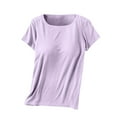 thumbnail image 5 of T Shirts for Women Short Sleeve Solid Color Chest Pad No Steel Rings Bottom Underwear Pajama Purple XL, 5 of 6