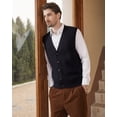 thumbnail image 3 of Kallspin Men's Wool Blend Cable-Knit V Neck Sleeveless Cardigan Vest Sweater(Black,Large), 3 of 8
