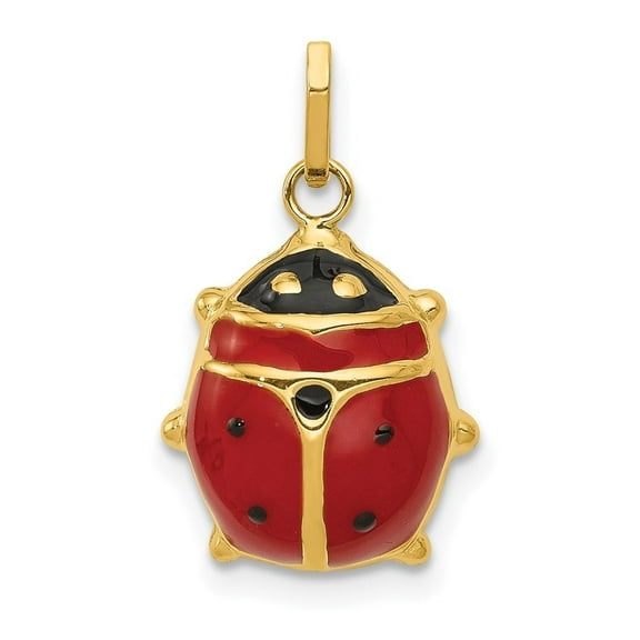 Auriga Fine Jewelry 14K Yellow Gold Enameled Ladybug Charm for Women (L - 19mm, W - 11mm)