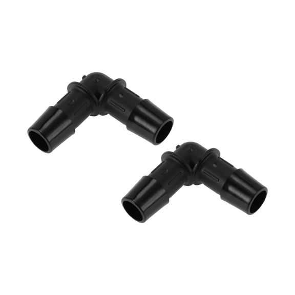 Unique Bargains Vacuum Tubing Connector 12.7mm L-Shaped Elbow Black PP 2 Pcs