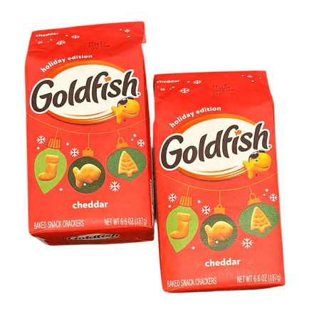 Goldfish Holiday Shapes Cheddar Crackers, 6.6 oz Bags, Pack of 2, Limited Edition Baked Snack Crackers