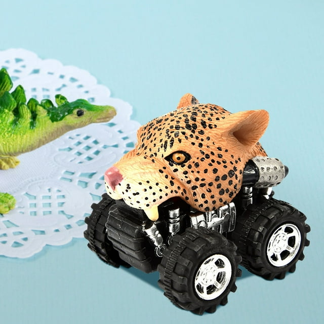F 1Pcs Pull Back African Leopard Model Mini Toy Car For Children Day Gift Vehicle Friction Powered Plastic Animal Toy
