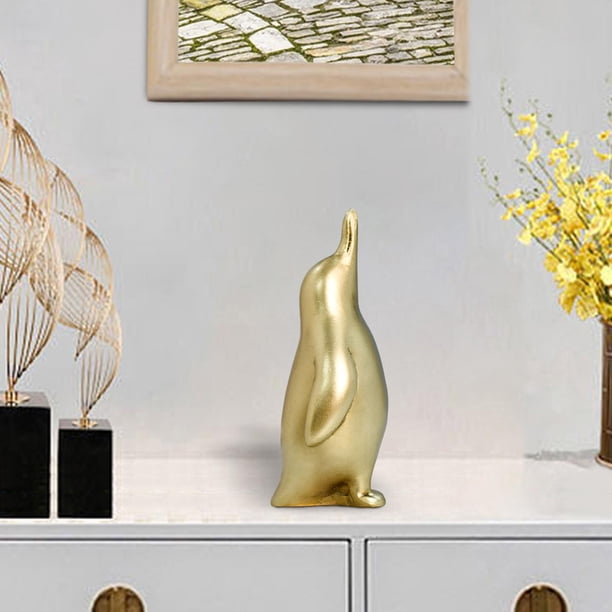 Estatua de pingüino nórdico, figurita de resina, escultura, adorno, de arte, artesanía para librería, sala de estar, decoración de mesa, regalos , dorado Baoblaze Estatua de escultura de pingüino