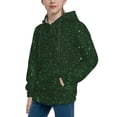 thumbnail image 2 of Fotbe Emerald Green Sparkling Pattern Youth Pullover Hooded Sweatshirt, Boys Hoodie, Kangaroo Pocket Hoodie for Kids Girls -Medium, 2 of 6