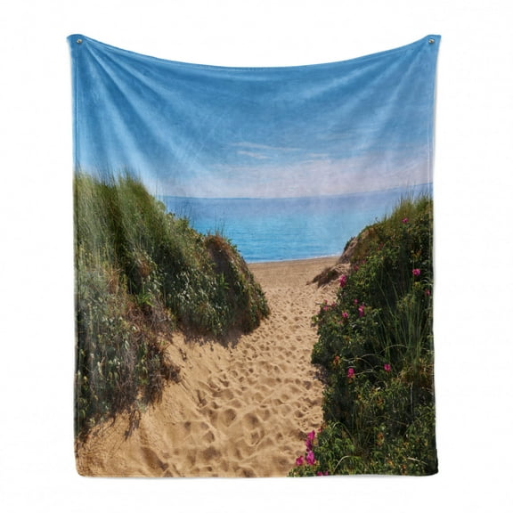 Massachusetts Soft Flannel Fleece Throw Blanket, Cape Cod Herring Cove Beach in Boston United States of America Touristic, Cozy Plush for Indoor and Outdoor Use, 50" x 60", Multicolor, by Ambesonne