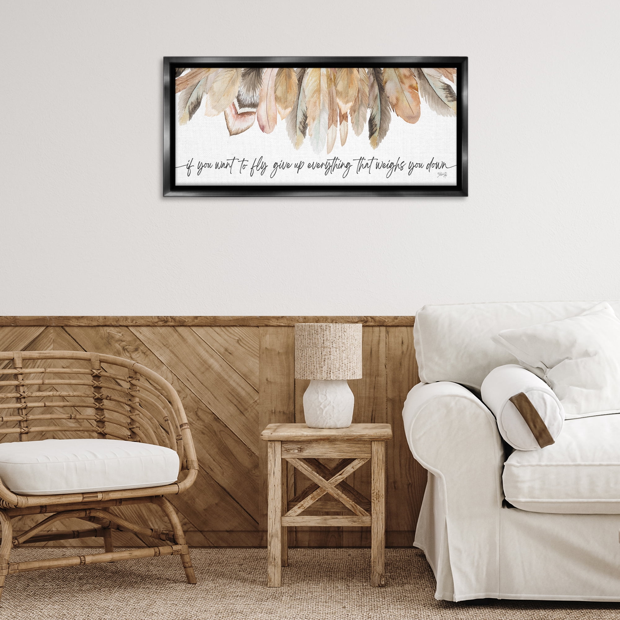 Stupell Industries If You Want To Fly Typography Painting Black Floater Framed Art Print Wall Art, 31 x 14