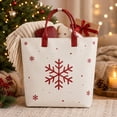 thumbnail image 5 of Christmas Snowflake Tote Bag for Women, Cream Holiday Handbag with Red Handles, Large Festive Everyday Carry Bag with Spacious Interior, 5 of 6