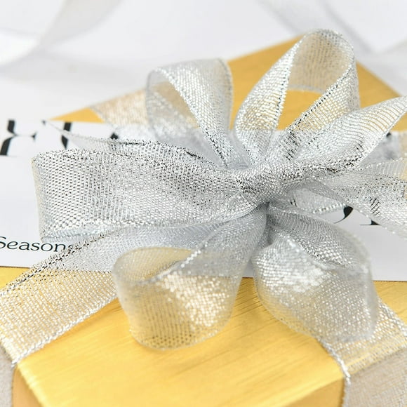 SHOWERORO 1 Roll of Silver Gold Curling Ribbon for Holiday Crafts and Tree Decorations
